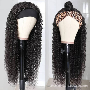 Raw Unprocessed Indian Hair Cheap Wholesale Curly Wigs For Black Women Human Hair Full Headband Wig